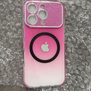 DefendCase High aesthetic gradient sparkling case for iPhone 16 Pro- Rose Red